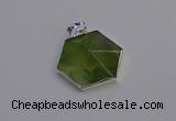 NGP6830 24*25mm hexagon green qutilated quartz pendants wholesale