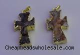 NGP6852 15*30mm - 18*35mm cross druzy agate pendants