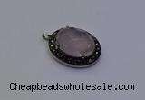 NGP6859 20*25mm oval rose quartz pendants wholesle