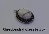 NGP6869 20*25mm oval white howlite gemstone pendants wholesle