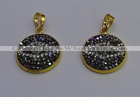 NGP6890 20mm - 22mm coin druzy agate pendants wholesale