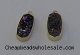 NGP6910 10*22mm - 12*25mm freeform plated druzy quartz pendants