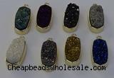 NGP6915 10*22mm - 12*25mm freeform plated druzy quartz pendants