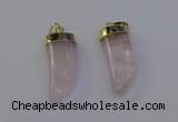 NGP6993 12*40mm - 15*45mm horn rose quartz pendants wholesale