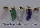 NGP7008 12*40mm - 15*45mm horn mixed gemstone pendants