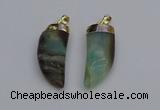 NGP7036 12*35mm - 14*40mm horn amazonite pendants wholesale