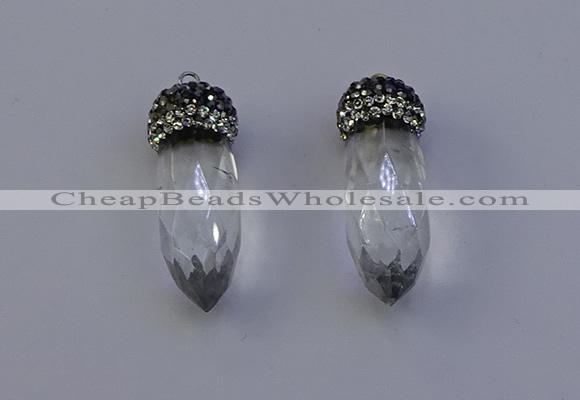 NGP7055 12*30mm - 15*35mm faceted bullet white crystal pendants