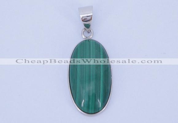 NGP708 12*24mm oval natural malachite with sterling silver pendant