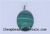 NGP709 16*24mm oval natural malachite with sterling silver pendant