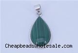 NGP710 14*37mm teardrop natural malachite with sterling silver pendant