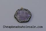 NGP7112 30*30mm hexagon light amethyst pendants wholesale