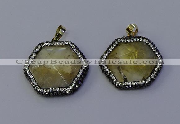 NGP7113 30*30mm hexagon citrine gemstone pendants wholesale