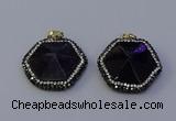 NGP7116 30*30mm hexagon amethyst gemstone pendants wholesale