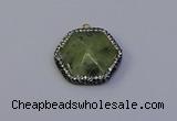 NGP7117 30*30mm hexagon green qutilated quartz pendants wholesale