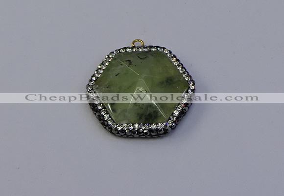 NGP7117 30*30mm hexagon green qutilated quartz pendants wholesale