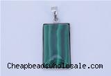 NGP712 13*25mm rectangle natural malachite with sterling silver pendant