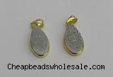 NGP7179 10*20mm flat teardrop plated druzy quartz pendants