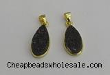 NGP7182 10*20mm flat teardrop plated druzy quartz pendants