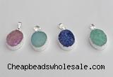 NGP7192 15*20mm oval druzy quartz pendants wholesale