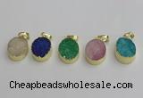 NGP7203 15*20mm oval druzy quartz pendants wholesale