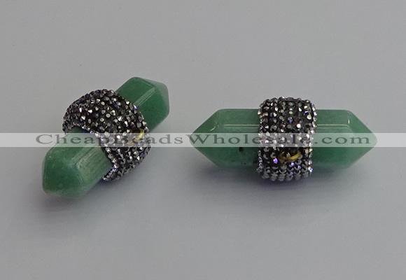 NGP7212 15*40mm sticks green aventurine pendants wholesale