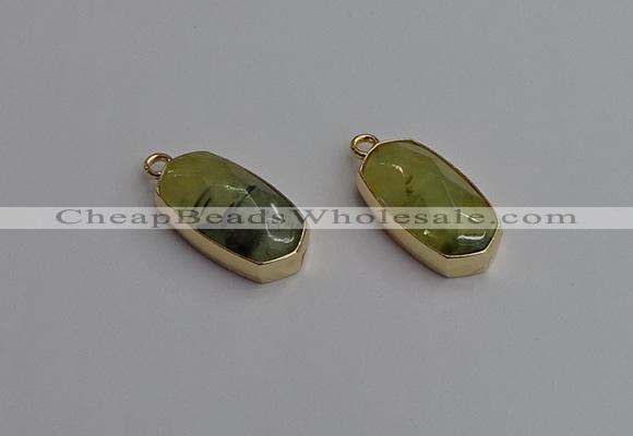 NGP7263 13*25mm faceted freeform green rutilated quartz pendants