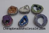 NGP7290 25*35mm - 35*40mm freeform plated druzy agate pendants