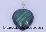 NGP732 20*20mm heart natural malachite & black agate with 18KGP pendant