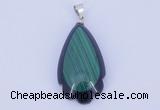 NGP733 17*34mm teardrop natural malachite & black agate with 18KGP pendant