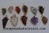 NGP7367 15*20mm - 22*40mm arrowhead mixed gemstone pendants