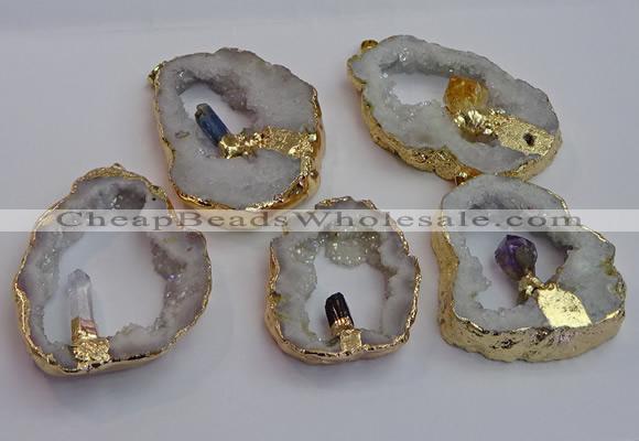 NGP7396 45*50mm - 50*55mm freeform druzy agate pendants