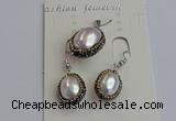 NGP7398 15*18mm - 18*22mm oval shell pearl jewelry sets