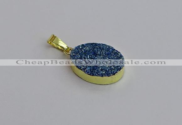 NGP7493 15*20mm oval plated druzy agate gemstone pendants