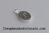 NGP7505 15*20mm oval plated druzy agate gemstone pendants