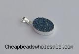 NGP7507 15*20mm oval plated druzy agate gemstone pendants