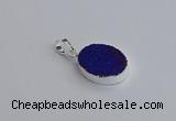 NGP7509 15*20mm oval plated druzy agate gemstone pendants