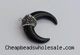 NGP7530 35*38mm horn black agate pendants wholesale