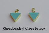 NGP7563 15*16mm triangle white howlite turquoise pendants