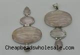 NGP8001 50*82mm - 52*86mm rose quartz pendant set jewelry