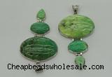 NGP8028 50*82mm - 52*86mm grass agate pendant set jewelry