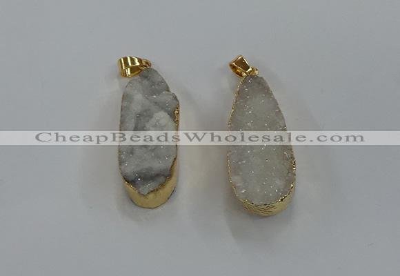 NGP8500 15*33mm - 17*40mm flat teardrop druzy agate pendants