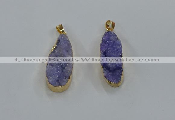 NGP8502 15*33mm - 17*40mm flat teardrop druzy agate pendants