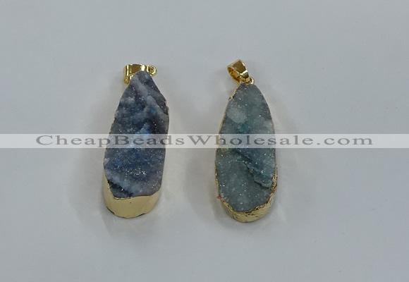 NGP8505 15*33mm - 17*40mm flat teardrop druzy agate pendants