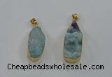 NGP8506 15*33mm - 17*40mm flat teardrop druzy agate pendants