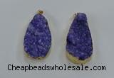 NGP8513 25*48mm - 27*52mm flat teardrop druzy agate pendants