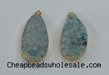 NGP8517 25*48mm - 27*52mm flat teardrop druzy agate pendants