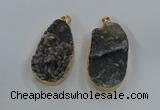 NGP8519 25*48mm - 27*52mm flat teardrop druzy agate pendants