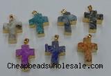 NGP8541 22*30mm - 25*35mm cross druzy agate pendants wholesale