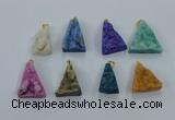 NGP8583 18*25mm - 25*40mm triangle druzy agate pendants wholesale