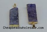 NGP8606 15*35mm - 16*40mm rectangle druzy agate pendants wholesale